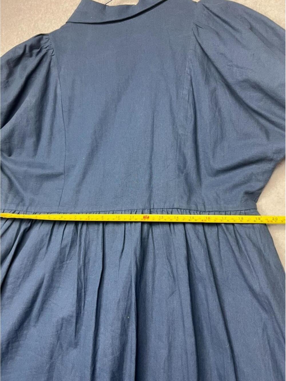 Chic Soul Dress 1X Navy Blue Cotton Linen Button Up Cottagecore Coastal Plus - Picture 4 of 10